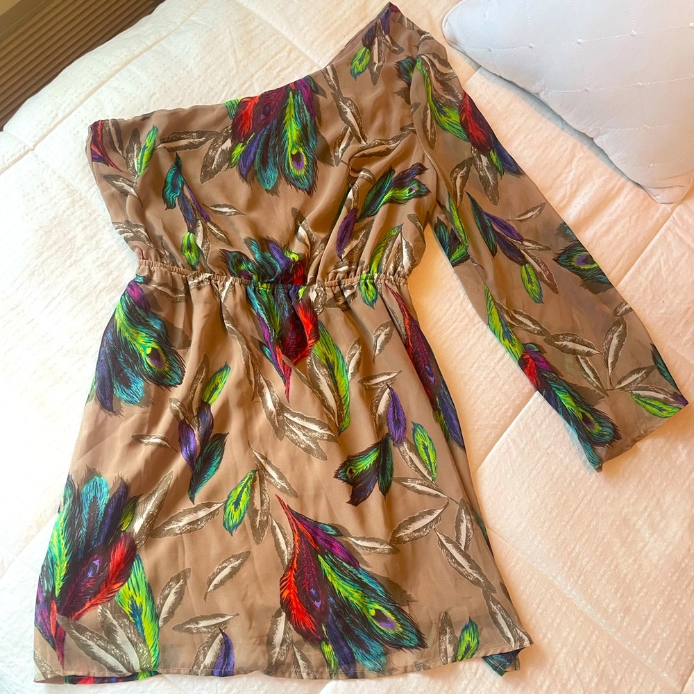 One sleeve dress, mini, beautiful colors